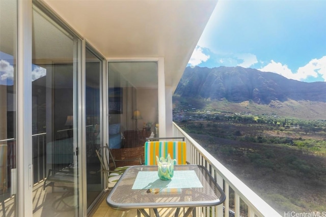 balcony with a mountain view