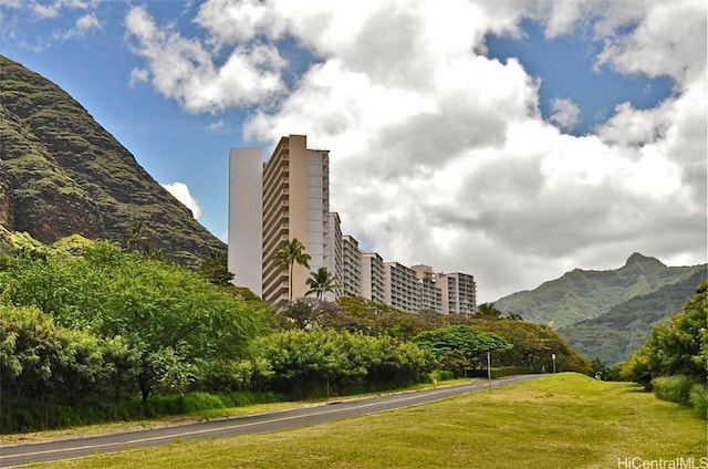 exterior space with a mountain view