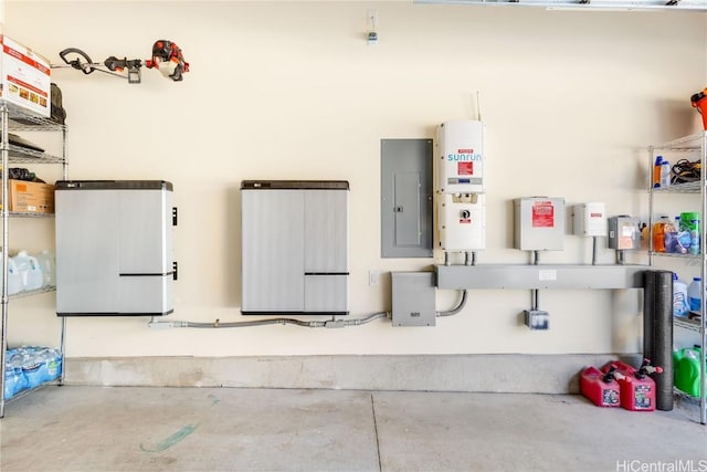 garage with electric panel