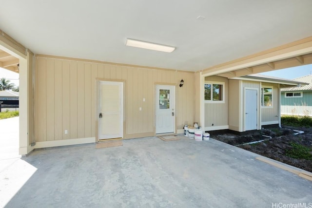 interior space with a patio