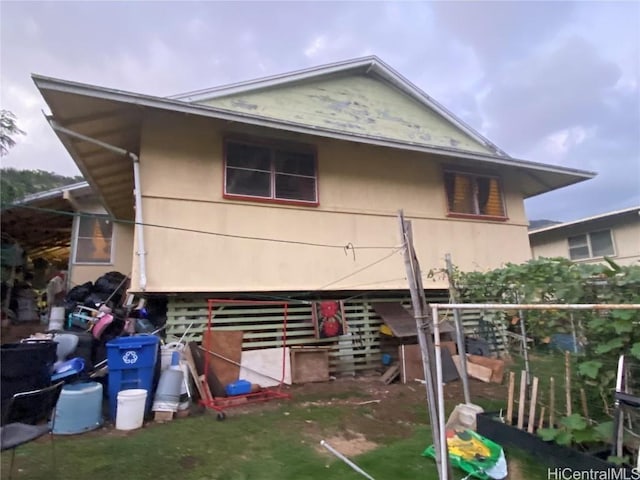 exterior space featuring stucco siding