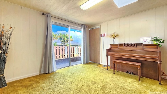 sitting room featuring carpet flooring