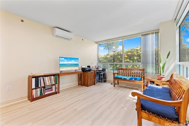 sunroom featuring a wall mounted air conditioner