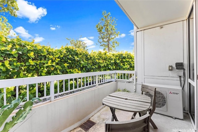 balcony with ac unit and visible vents