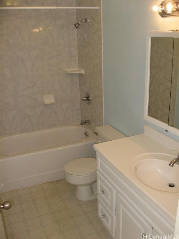 full bathroom featuring vanity, toilet, and shower / bathtub combination