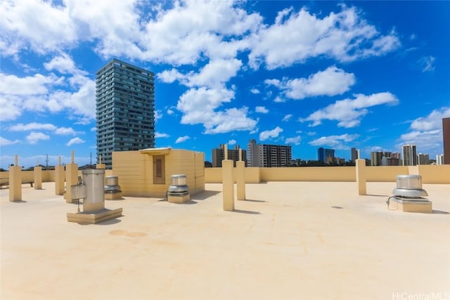 view of patio with a city view