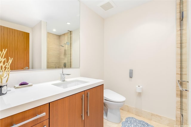 1555 Kapiolani Blvd Unit 1900, Honolulu, HI 96814 - full bathroom with a shower stall, tile patterned flooring, toilet, vanity, and recessed lighting