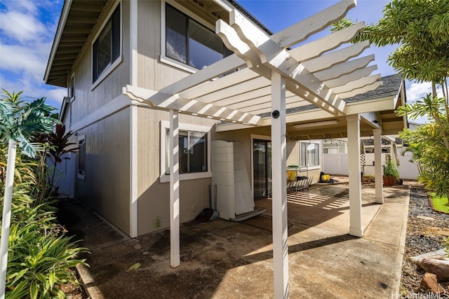 exterior space with a pergola