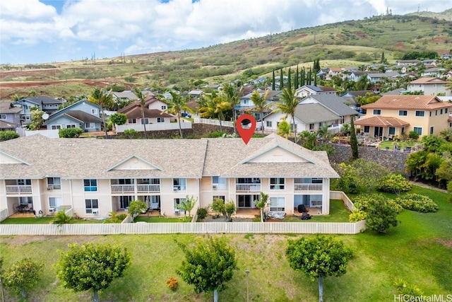 bird's eye view with a mountain view and a residential view