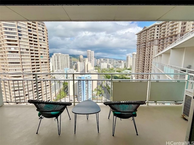 balcony with a view of city