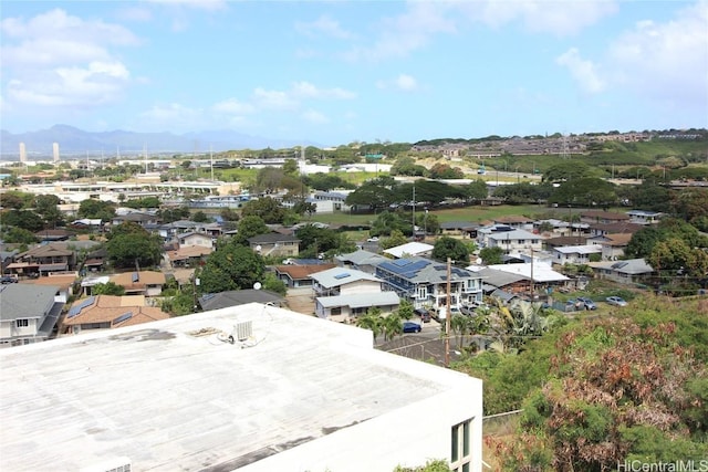 birds eye view of property featuring a mountain view and a residential view