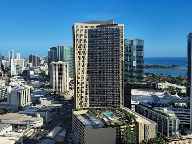 view of city with a water view