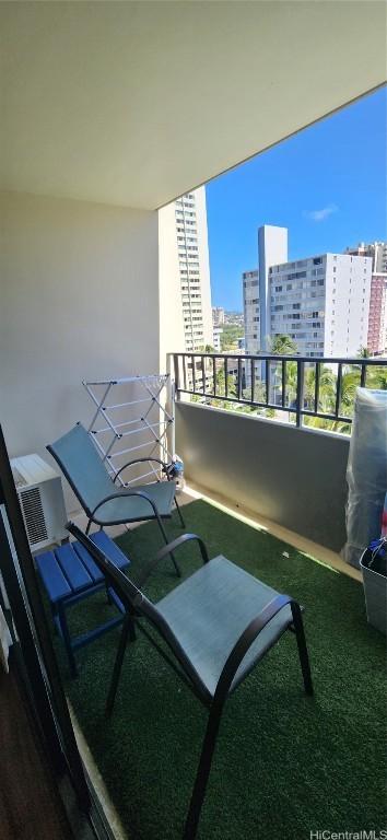 balcony with a view of city