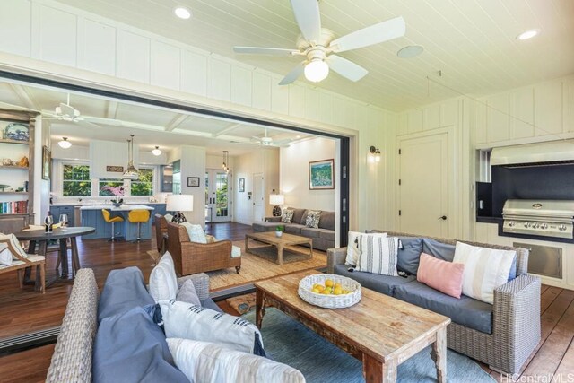 5395-B Loi Pl Unit 1, Koloa, HI 96756 - living room featuring a ceiling fan and wood finished floors