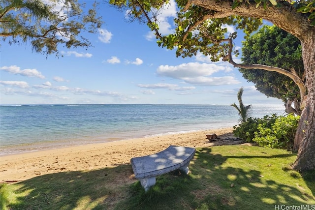 view of water feature with a view of the beach