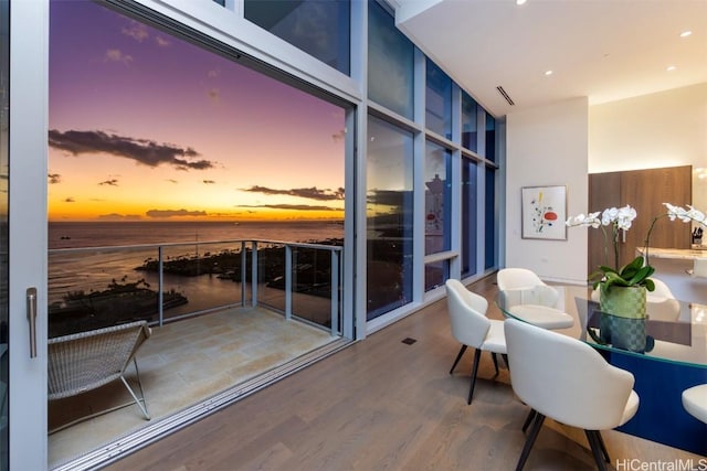 balcony at dusk with visible vents