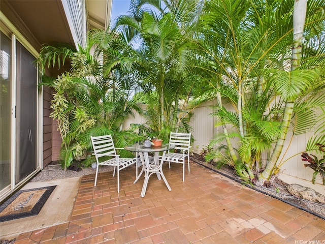 view of patio / terrace featuring outdoor dining space and fence