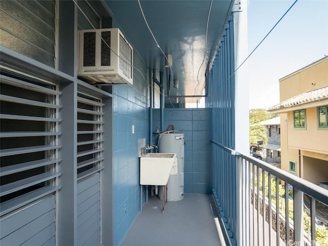 balcony featuring water heater