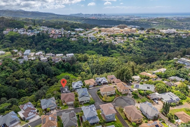 birds eye view of property with a residential view