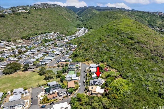 bird's eye view with a mountain view and a residential view