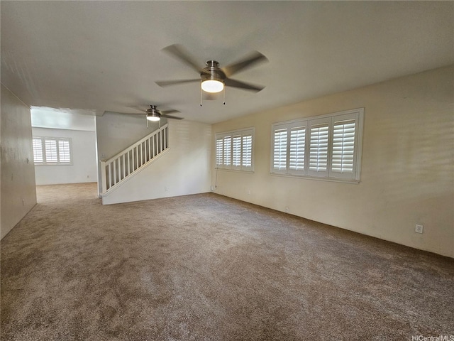 95-1007 Maalewa St, Mililani, HI 96789 - unfurnished room featuring a ceiling fan, carpet, and stairway