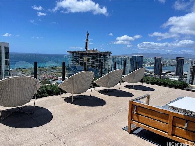 view of patio with a city view