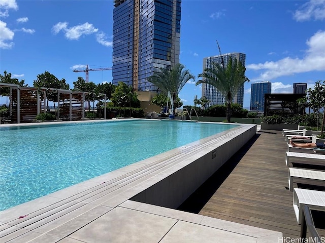 pool with a view of city