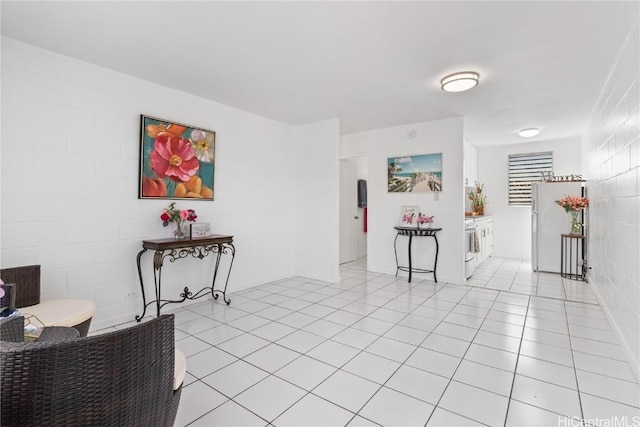 interior space with light tile patterned floors