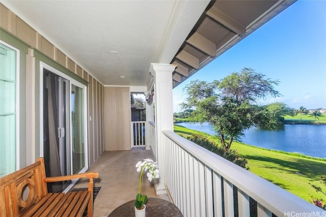 balcony with a water view