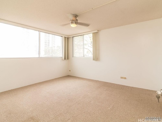 spare room featuring carpet floors and a ceiling fan