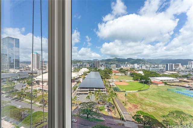 view of water feature with a view of city