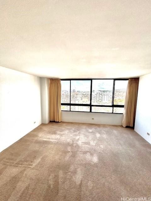 unfurnished room featuring a textured ceiling and carpet floors