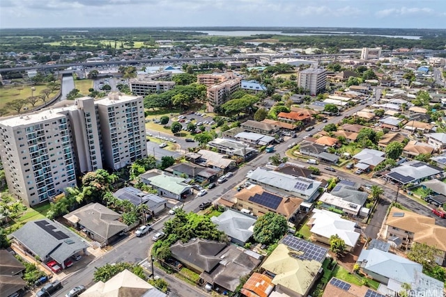 drone / aerial view with a view of city