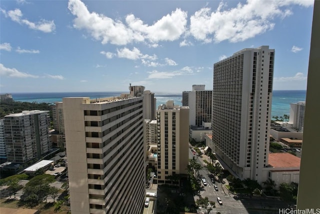 view of city with a water view