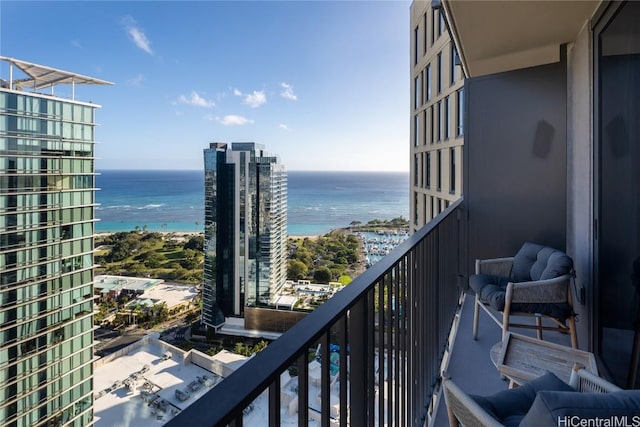 balcony with a water view