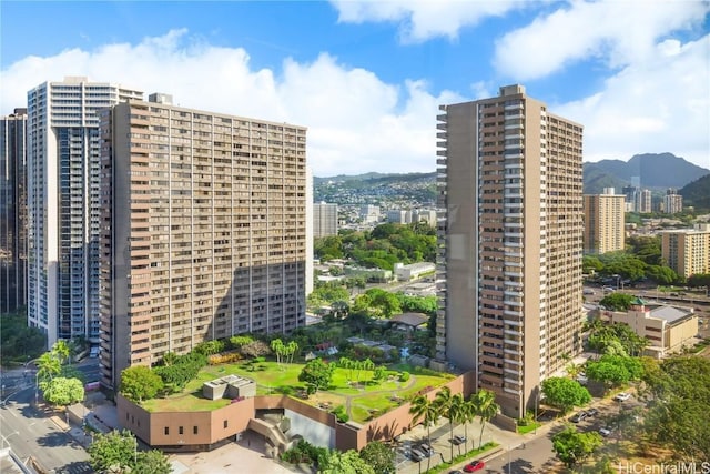 property's view of city featuring a mountain view