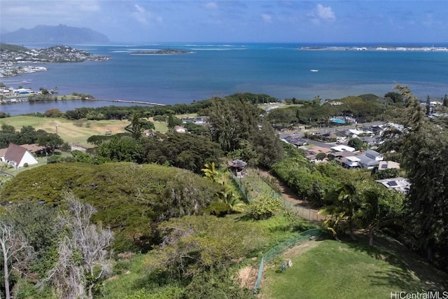 bird's eye view featuring a water view