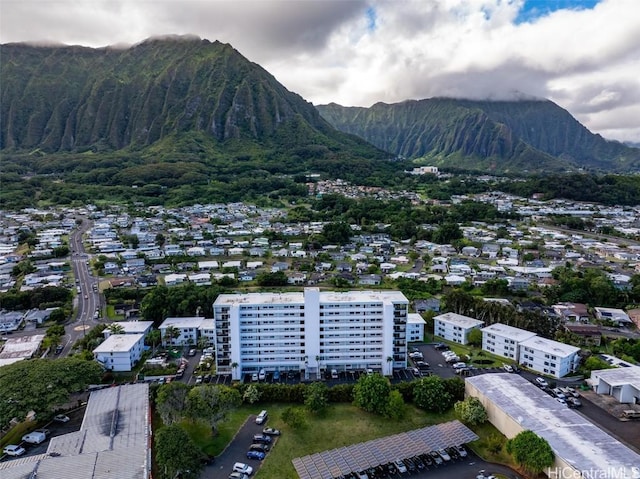 drone / aerial view with a mountain view