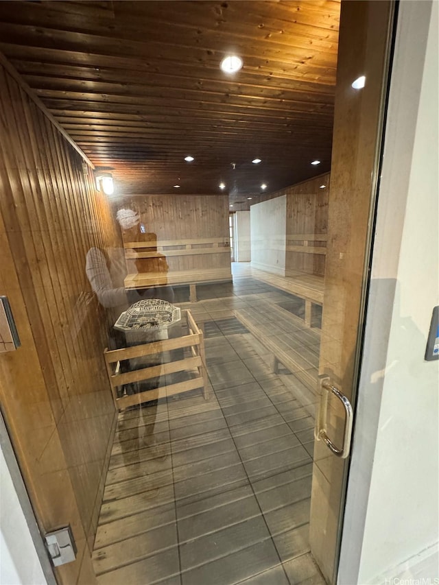 410 Atkinson Dr Unit 2209, Honolulu, HI 96814 - sauna / steam room with wood walls, wooden ceiling, and recessed lighting