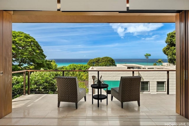 balcony with a water view