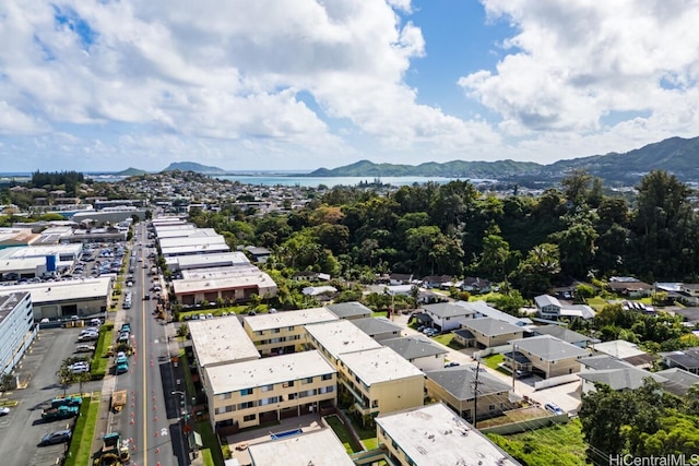 drone / aerial view with a mountain view