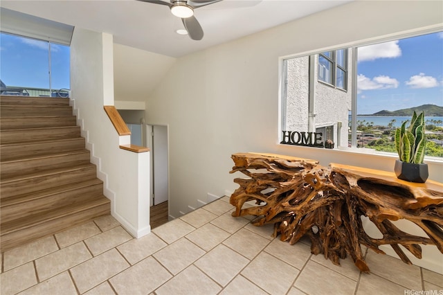 45-081 Lilipuna Rd Unit F, Kaneohe, HI 96744 - stairs with tile patterned flooring and ceiling fan