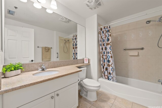 520 Lunalilo Home Rd Unit 8203, Honolulu, HI 96825 - bathroom with vanity, tile patterned flooring, shower / bath combo with shower curtain, and toilet