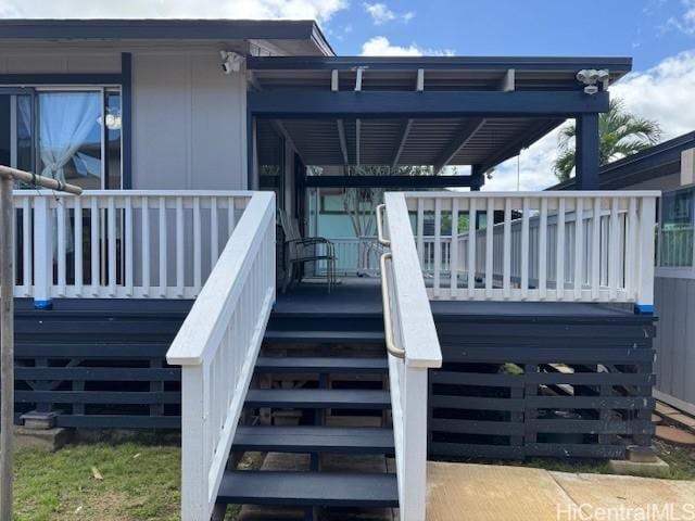 wooden deck with stairs