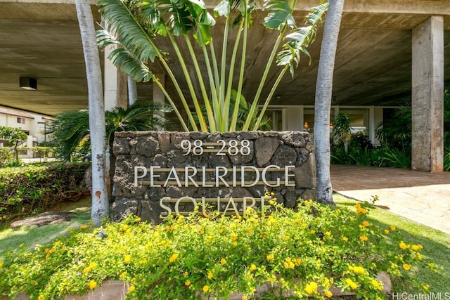 view of community sign