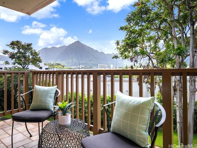 balcony with a mountain view