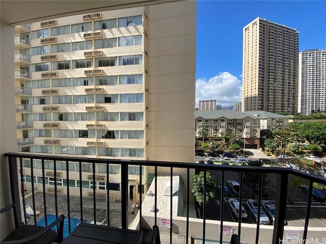 balcony featuring a view of city