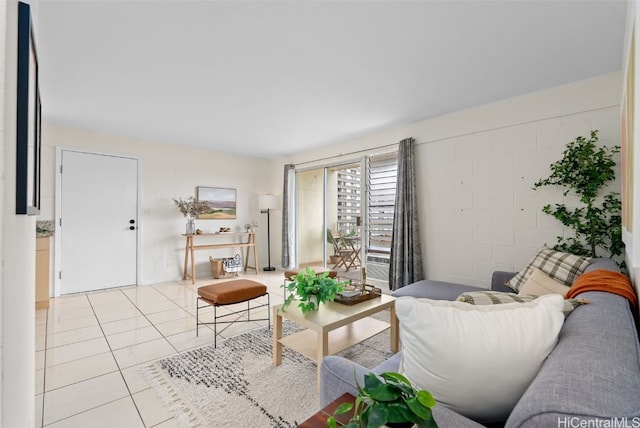 living area featuring light tile patterned floors