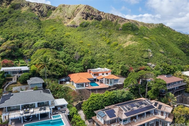 bird's eye view with a mountain view