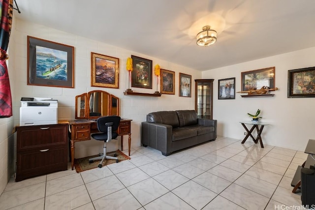 office space featuring light tile patterned flooring